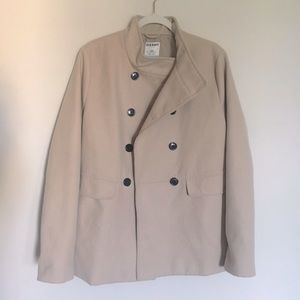 Old Navy Tan Button-Up Peacoat size Large Tall